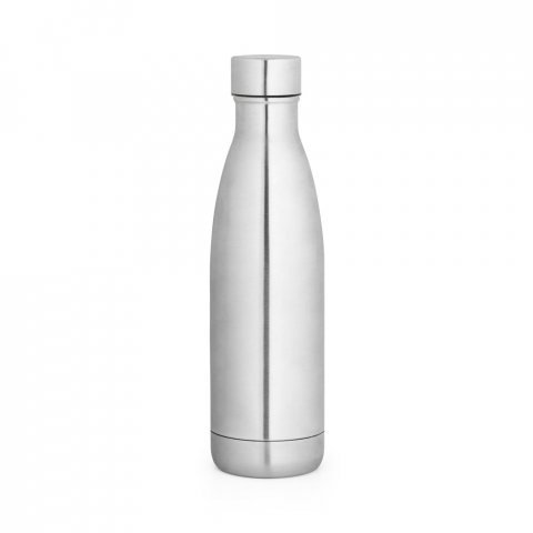 RE-BUFFON M. Garrafa t&eacute;rmica em a&ccedil;o inox 90% reciclado com parede dupla, isolada a v&aacute;cuo com acabamento em mate (520 mL) - Cromado satinado