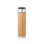 JOSHUA. Garrafa em a&ccedil;o inox e bambu de parede dupla t&eacute;rmica, isolada a v&aacute;cuo com term&oacute;metro digital (430 mL) - Natural