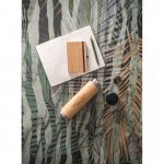 JOSHUA. Garrafa em a&ccedil;o inox e bambu de parede dupla t&eacute;rmica, isolada a v&aacute;cuo com term&oacute;metro digital (430 mL)
