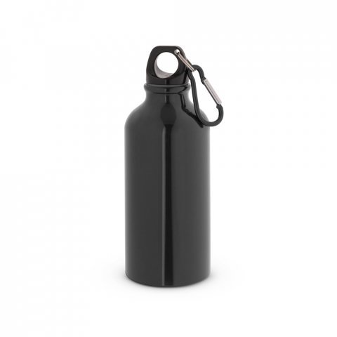 LANDSCAPE SHINNY. Garrafa esportiva em alum&iacute;nio com acabamento brilhante (400 mL) - Preto