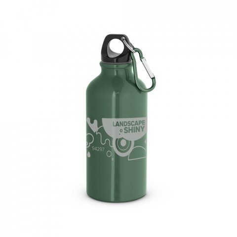 LANDSCAPE SHINNY. Garrafa esportiva em alum&iacute;nio com acabamento brilhante (400 mL) - Verde tropa