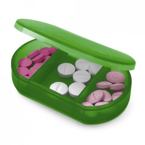STILLER. Porta comprimidos com 3 divis&oacute;rias - Verde claro