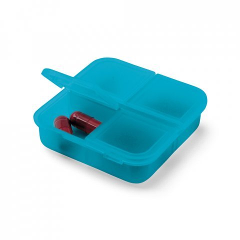ROBERTS. Porta comprimidos com 4 divis&oacute;rias - Azul claro