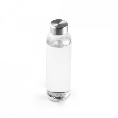 SOLER. Squeeze em vidro com tampa em a&ccedil;o inox (500 mL) - Transparente