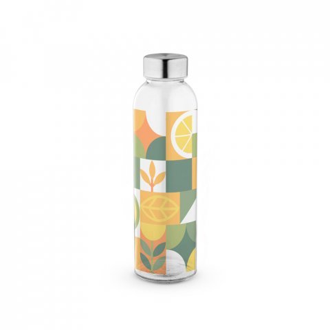 SOLER. Squeeze em vidro com tampa em a&ccedil;o inox (500 mL) - Transparente