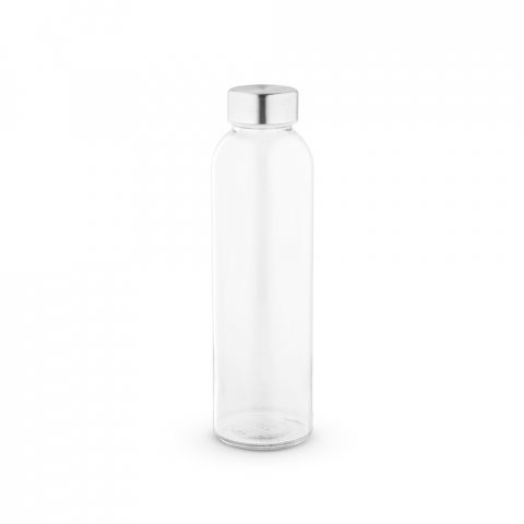 SOLER. Squeeze em vidro com tampa em a&ccedil;o inox (500 mL) - Transparente