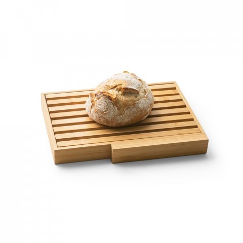 PASSARD. T&aacute;bua para p&atilde;o em bambu com faca em a&ccedil;o inox - Natural