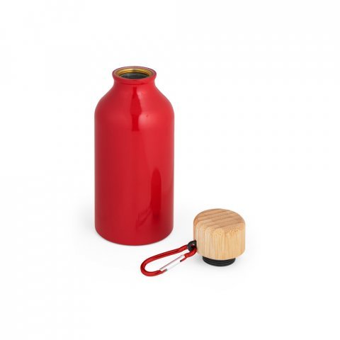 ROUSEY. Squeeze em alum&iacute;nio 100% reciclado com cor s&oacute;lida brilhante (400 mL) - Vermelho