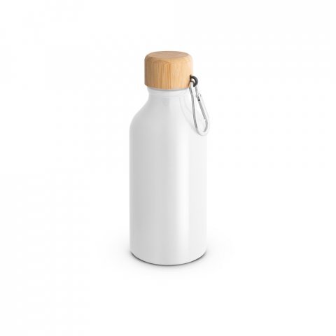 ROUSEY. Squeeze em alum&iacute;nio 100% reciclado com cor s&oacute;lida brilhante (400 mL) - Branco