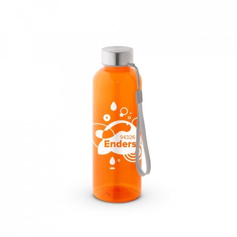 ENDERS. Squeeze em PET 100% reciclado com pega em corda (580 mL) - Laranja