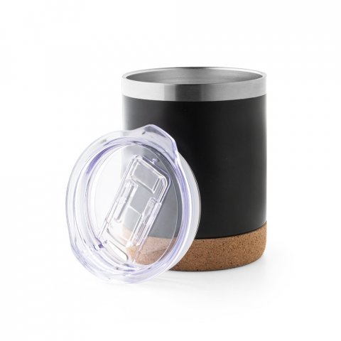 SOLBERG TUMBLER. Copo de viagem em a&ccedil;o inox t&eacute;rmico, com parede dupla isolada a v&aacute;cuo (400 mL) - Preto