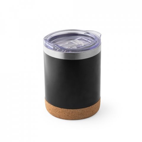 SOLBERG TUMBLER. Copo de viagem em a&ccedil;o inox t&eacute;rmico, com parede dupla isolada a v&aacute;cuo (400 mL) - Preto