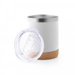 SOLBERG TUMBLER. Copo de viagem em a&ccedil;o inox t&eacute;rmico, com parede dupla isolada a v&aacute;cuo (400 mL) - Branco