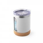 SOLBERG TUMBLER. Copo de viagem em a&ccedil;o inox t&eacute;rmico, com parede dupla isolada a v&aacute;cuo (400 mL) - Branco