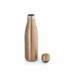 SHOW METALLIC. Garrafa em a&ccedil;o inox de parede dupla t&eacute;rmica, isolada a v&aacute;cuo com acabamento metalizado (510 mL) - Dourado satinado