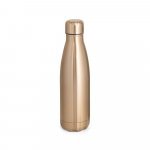 SHOW METALLIC. Garrafa em a&ccedil;o inox de parede dupla t&eacute;rmica, isolada a v&aacute;cuo com acabamento metalizado (510 mL) - Dourado satinado