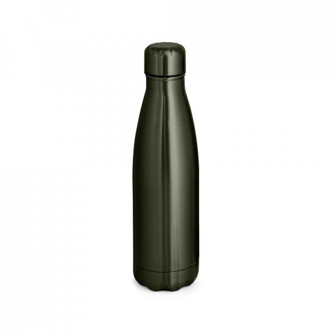 SHOW METALLIC. Garrafa em a&ccedil;o inox de parede dupla t&eacute;rmica, isolada a v&aacute;cuo com acabamento metalizado (510 mL) - Chumbo