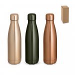 SHOW METALLIC. Garrafa em a&ccedil;o inox de parede dupla t&eacute;rmica, isolada a v&aacute;cuo com acabamento metalizado (510 mL)