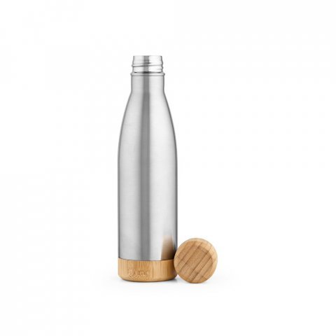 BROMELL 550. Garrafa em a&ccedil;o inox 90% reciclado de parede dupla t&eacute;rmica, isolada a v&aacute;cuo (550 mL) - Cromado satinado