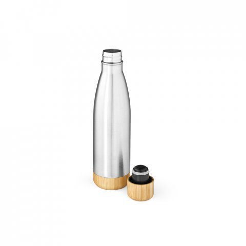 BROMELL 550. Garrafa em a&ccedil;o inox 90% reciclado de parede dupla t&eacute;rmica, isolada a v&aacute;cuo (550 mL) - Cromado satinado