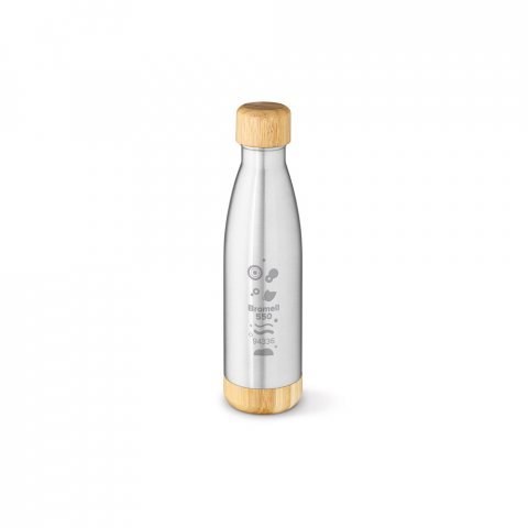 BROMELL 550. Garrafa em a&ccedil;o inox 90% reciclado de parede dupla t&eacute;rmica, isolada a v&aacute;cuo (550 mL) - Cromado satinado