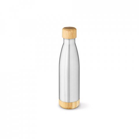BROMELL 550. Garrafa em a&ccedil;o inox 90% reciclado de parede dupla t&eacute;rmica, isolada a v&aacute;cuo (550 mL) - Cromado satinado