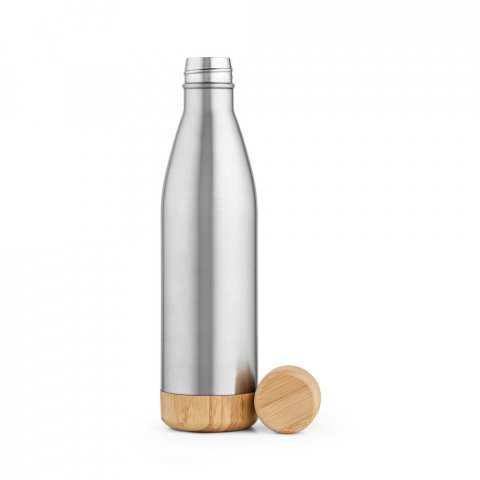 BROMELL 800. Garrafa em a&ccedil;o inox 90% reciclado de parede dupla t&eacute;rmica, isolada a v&aacute;cuo (800 mL) - Cromado satinado