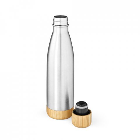 BROMELL 800. Garrafa em a&ccedil;o inox 90% reciclado de parede dupla t&eacute;rmica, isolada a v&aacute;cuo (800 mL) - Cromado satinado