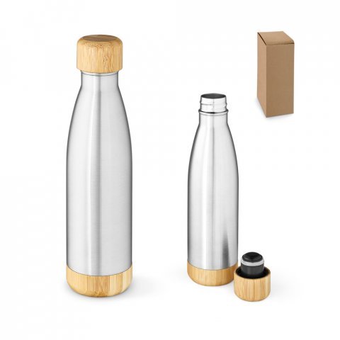 BROMELL 800. Garrafa em a&ccedil;o inox 90% reciclado de parede dupla t&eacute;rmica, isolada a v&aacute;cuo (800 mL)