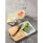 MARBOO CUP. Conjunto de 4 porta copos em m&aacute;rmore e bambu em formato quadrado