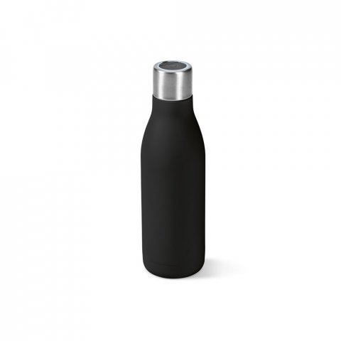 CHILWELL. Garrafa em a&ccedil;o inox 90% reciclado de parede dupla t&eacute;rmica com sistema de auto-sanitiza&ccedil;&atilde;o UV (500 mL) - Preto