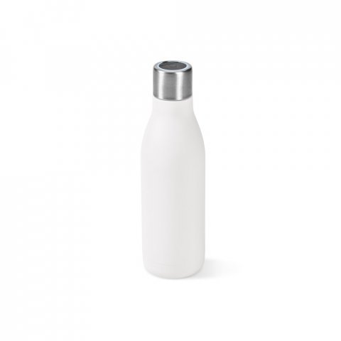 CHILWELL. Garrafa em a&ccedil;o inox 90% reciclado de parede dupla t&eacute;rmica com sistema de auto-sanitiza&ccedil;&atilde;o UV (500 mL) - Branco
