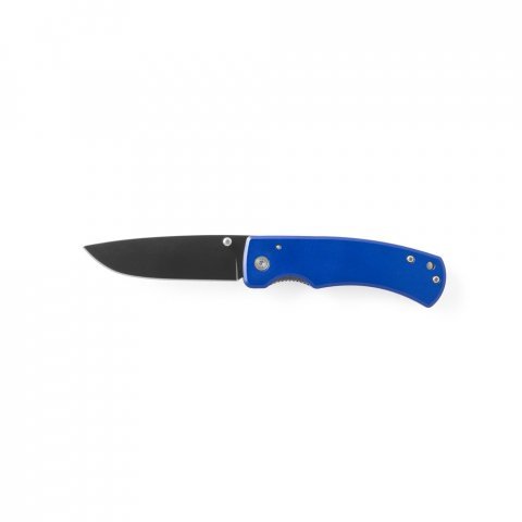 ALICK II. Canivete em a&ccedil;o inox e metal com fecho de seguran&ccedil;a - Azul marinho