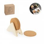 PLYCORK. Porta copos em madeira com 6 bases para copos em corti&ccedil;a