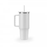 JOYNER XL. Copo de viagem de grande dimens&atilde;o em a&ccedil;o inoxid&aacute;vel 91% reciclado com parede dupla isolada (1300 mL) - Branco
