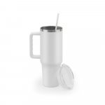JOYNER XL. Copo de viagem de grande dimens&atilde;o em a&ccedil;o inoxid&aacute;vel 91% reciclado com parede dupla isolada (1300 mL) - Branco