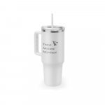 JOYNER XL. Copo de viagem de grande dimens&atilde;o em a&ccedil;o inoxid&aacute;vel 91% reciclado com parede dupla isolada (1300 mL) - Branco