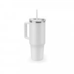 JOYNER XL. Copo de viagem de grande dimens&atilde;o em a&ccedil;o inoxid&aacute;vel 91% reciclado com parede dupla isolada (1300 mL) - Branco