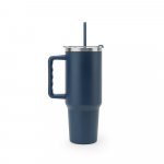 JOYNER XL. Copo de viagem de grande dimens&atilde;o em a&ccedil;o inoxid&aacute;vel 91% reciclado com parede dupla isolada (1300 mL) - Azul marinho