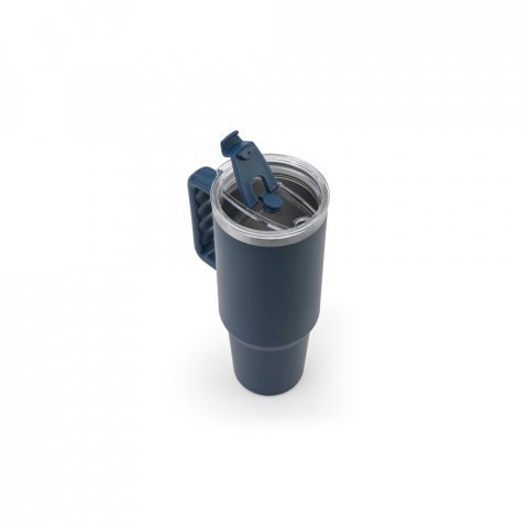 JOYNER XL. Copo de viagem de grande dimens&atilde;o em a&ccedil;o inoxid&aacute;vel 91% reciclado com parede dupla isolada (1300 mL) - Azul marinho
