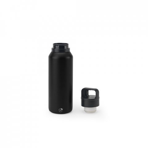 NICKLAUS. Garrafa em a&ccedil;o inox 91% reciclado com parede dupla isolada a v&aacute;cuo (590 mL) - Preto