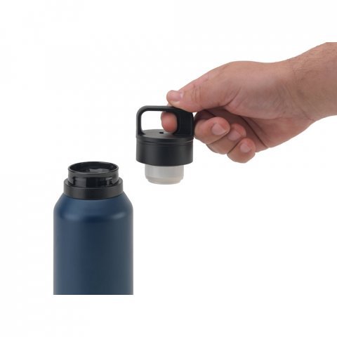 NICKLAUS. Garrafa em a&ccedil;o inox 91% reciclado com parede dupla isolada a v&aacute;cuo (590 mL) - Azul marinho