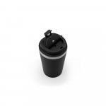 SPITZ. Copo de viagem em a&ccedil;o inox 90% reciclado com parede dupla com acabamento em mate (440 mL) - Preto