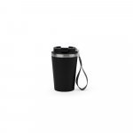 SPITZ. Copo de viagem em a&ccedil;o inox 90% reciclado com parede dupla com acabamento em mate (440 mL) - Preto