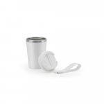 SPITZ. Copo de viagem em a&ccedil;o inox 90% reciclado com parede dupla com acabamento em mate (440 mL) - Branco