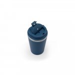 SPITZ. Copo de viagem em a&ccedil;o inox 90% reciclado com parede dupla com acabamento em mate (440 mL) - Azul marinho