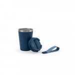 SPITZ. Copo de viagem em a&ccedil;o inox 90% reciclado com parede dupla com acabamento em mate (440 mL) - Azul marinho