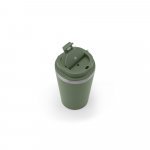 SPITZ. Copo de viagem em a&ccedil;o inox 90% reciclado com parede dupla com acabamento em mate (440 mL) - Verde tropa