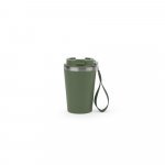 SPITZ. Copo de viagem em a&ccedil;o inox 90% reciclado com parede dupla com acabamento em mate (440 mL) - Verde tropa
