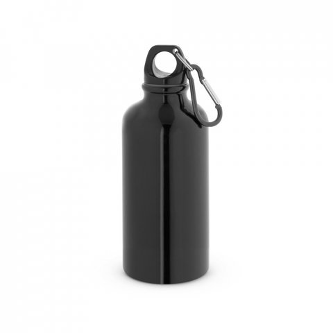 KARSTEN M. Squeeze esportiva em a&ccedil;o inox, de parede simples com acabamento brilhante (560 mL) - Preto